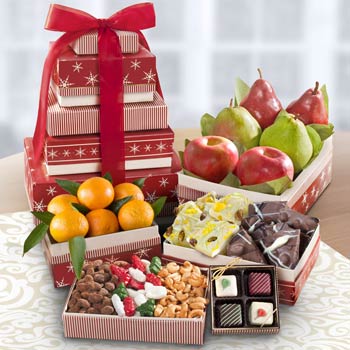 Holiday Fruit and Nut Gift Tower
