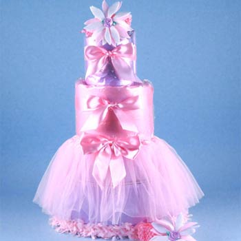 Pink Ballerina Diaper Cake
