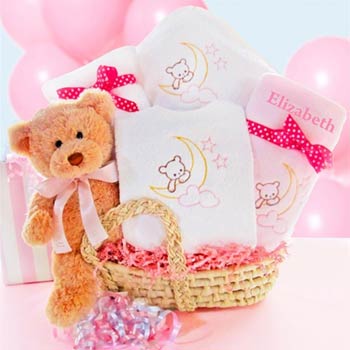 Personalized Elegant Baby Girl Gift Basket