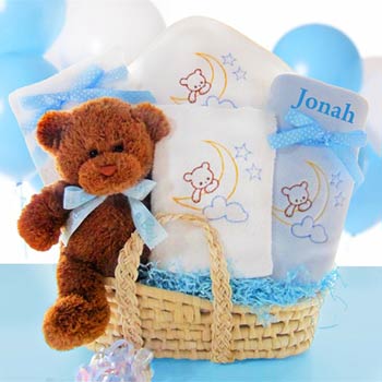 Personalized Elegant Baby Boy Gift Basket