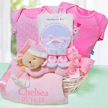 Personalized Nap Time Baby Girl Gift Basket