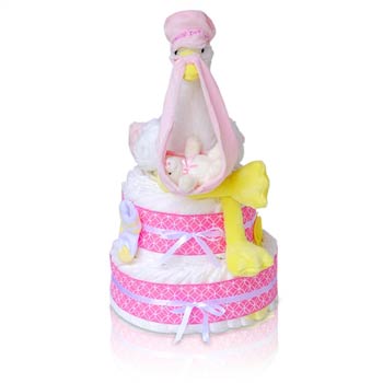 Baby Girl Stork Diaper Cake