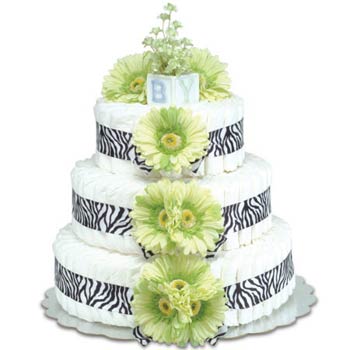 Bloomers Baby Zebra Green Diaper Cake