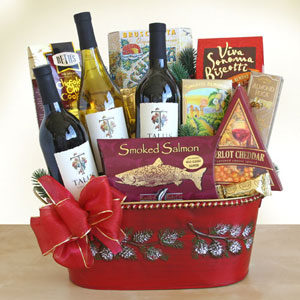 Christmas Gift Baskets Wine on Christmas Gift Baskets   Holiday Gourmet Wine Gift Basket