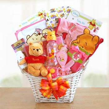 Winnie the Pooh Gift Basket for Baby Girl